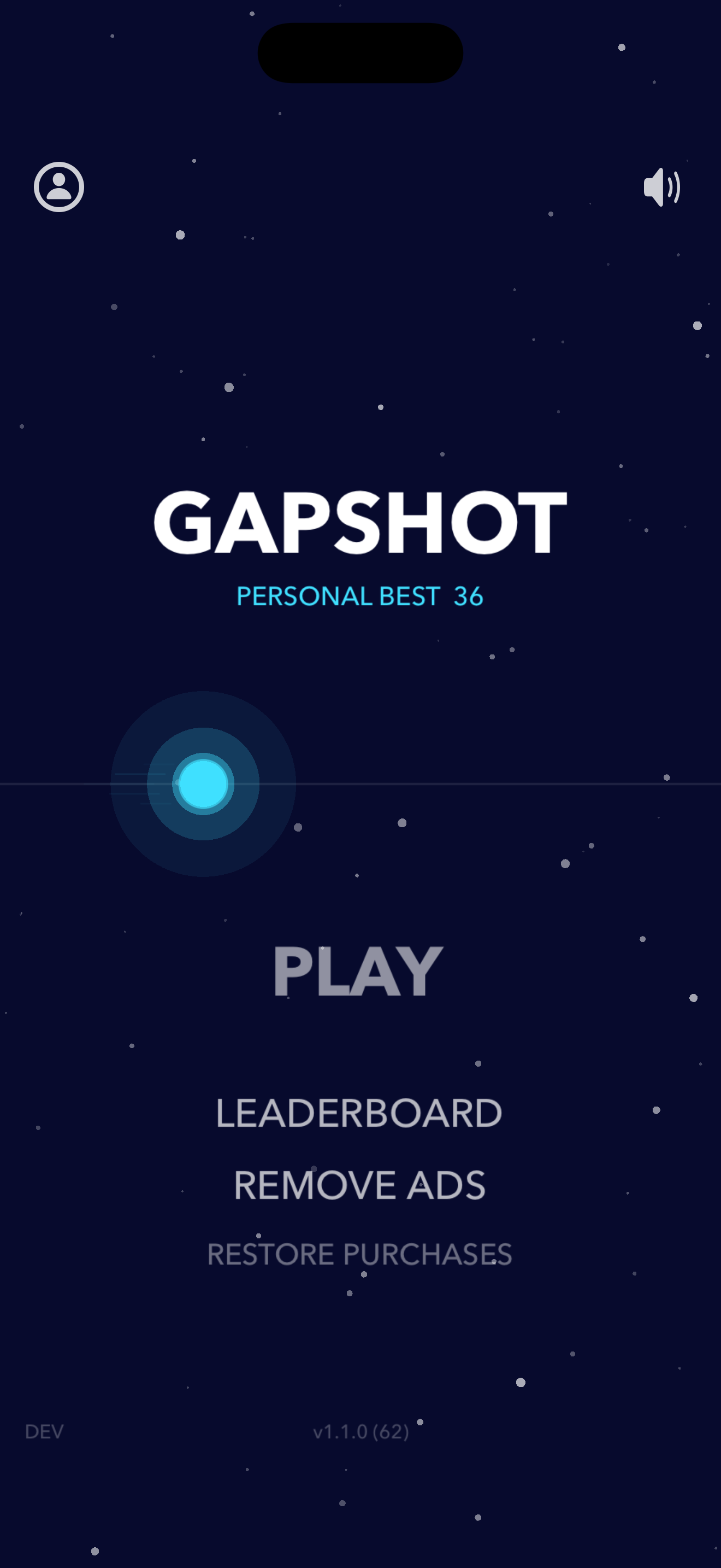 Gapshot main menu with leaderboard